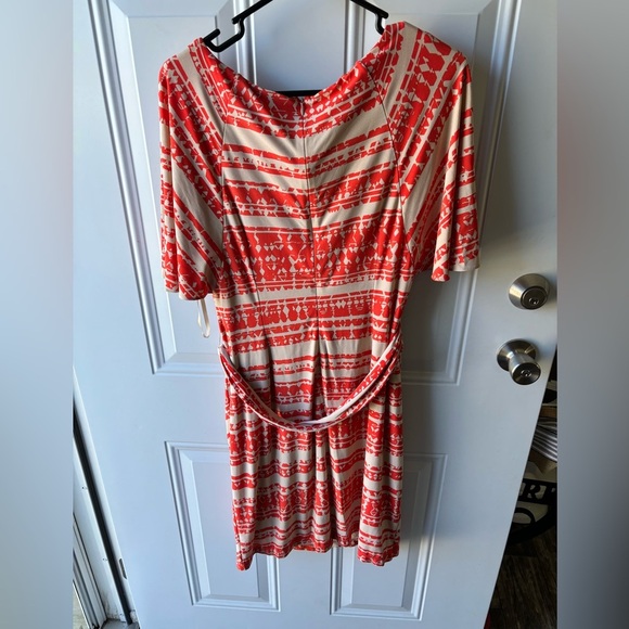 TAHARI Arthur S. Levine Dress Stretch Knit Tie Belt Ruched Flutter Dolman S:8 - Picture 5 of 5